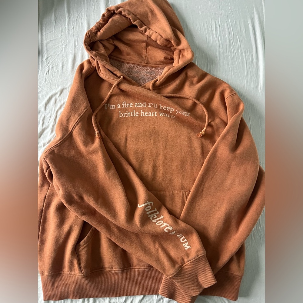 Taylor Swift Folklore Sweatshirt Womens Orangey Brown Hoodie Urban Outfitters